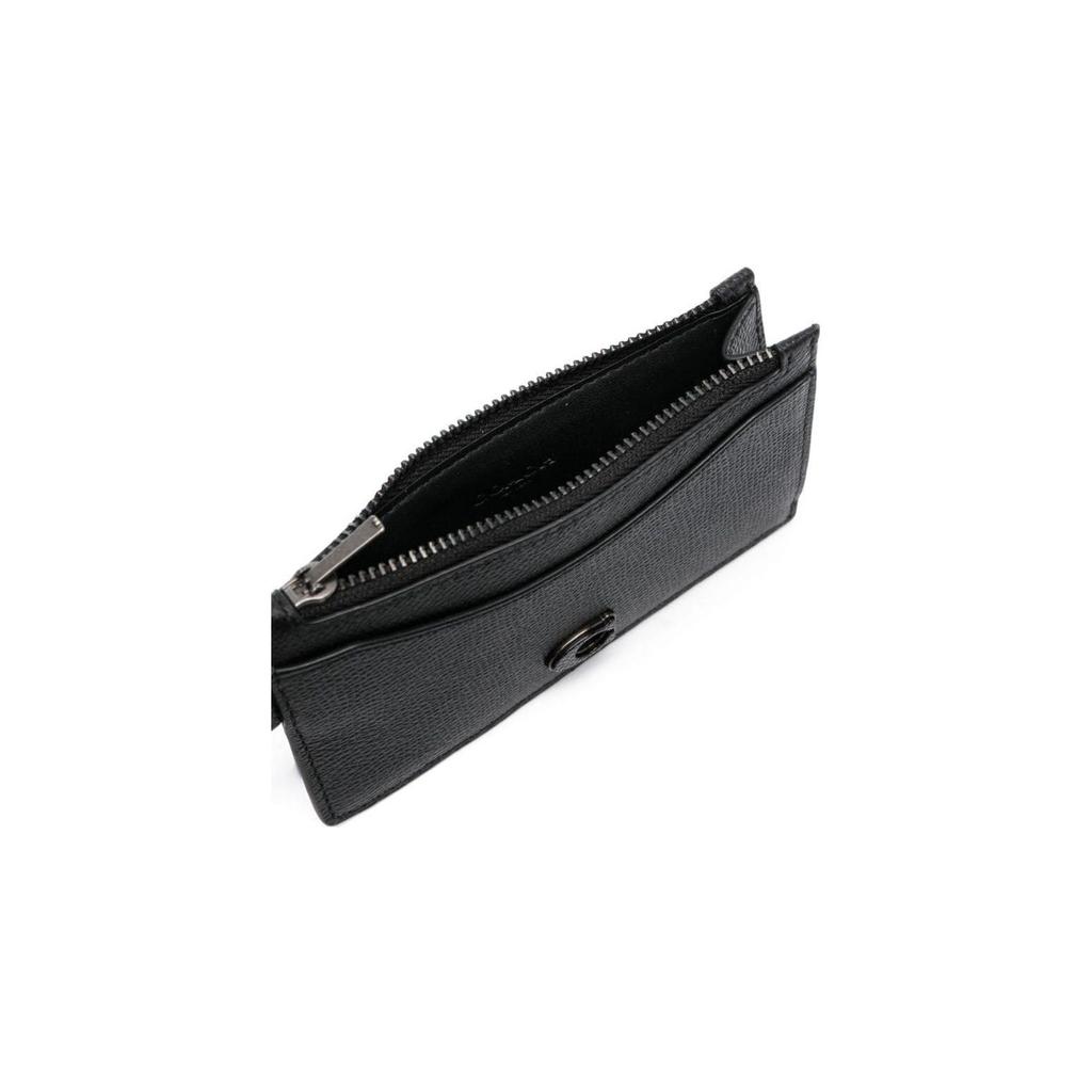 Coach Zip Card Case 13 Letter Logo Zipper Solid Color Cross Grain Leather Clutch Card Holder Wallet Women wallet Black CJ879-BLK