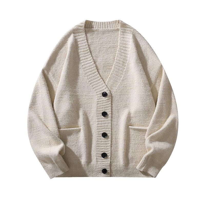 Men's Autumn and Winter Versatile Loose V-Neck Cardigan Knitted Sweater Men's Thread Jacket