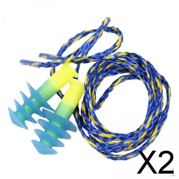 

2x Silicone Earplugs Soft Waterproof with String Cord Comfortable Noise Reduction,Reusable for