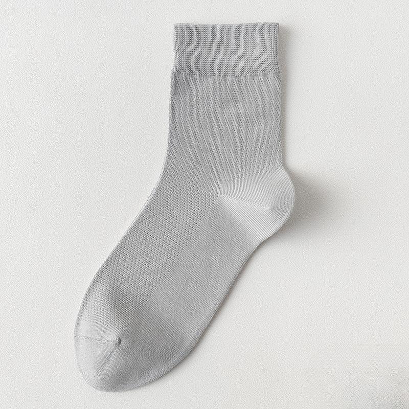 Men Spring and Summer Thin Cotton Pure Color Mesh Anti Bacterial Deodorant Socks