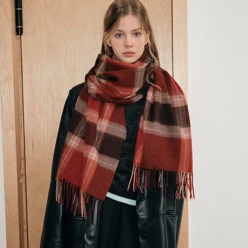 New American Style Plaid Warm Scarf for Women in Autumn and Winter Splicing Casual Scarf for Men Imitation Cashmere Versatile Shawl