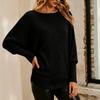 Suéter de punto para mujer, color, cuello redondo, manga larga, jersey, casual, ajuste holgado