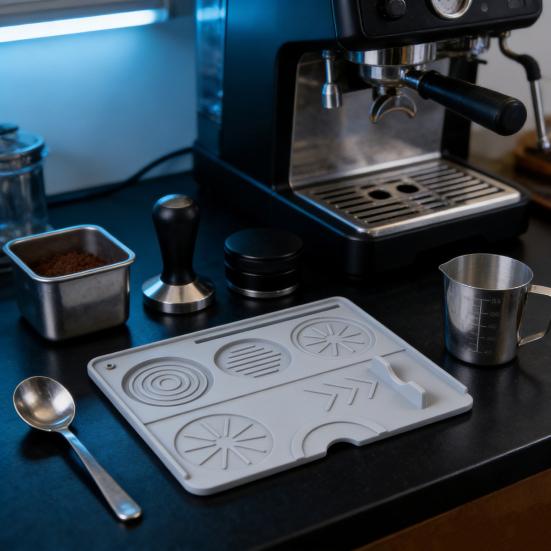 Espresso Sıkıştırma Matı Kaymaz Silikon Sıkıştırma Matı Isıya Dayanıklı Kahve Sıkıştırma İstasyonu Ev Baristaları İçin