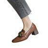 British style small leather shoes women's two wear versatile square head loafers 2025 spring and autumn new thick heel fashion one pedal