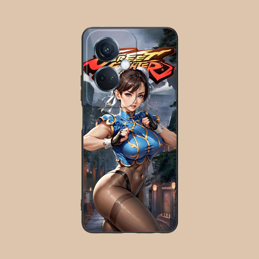 Street Fighter Chunli Phone Case for OPPO Reno 14 13 12 11 10 9 8 7 6 5 F T Pro 5G Colorful Printing Cover Cover Pretty Luxury