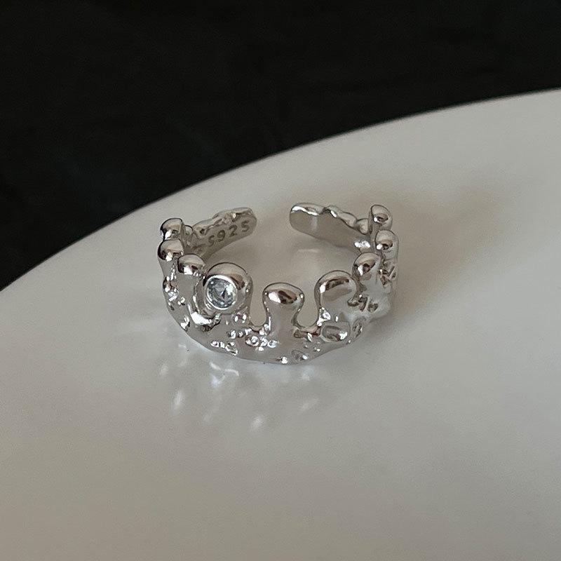 Women's Retro Water Drop Zircon Adjustable Geometric Ring - Irregular Open Fashion Index Finger Ring