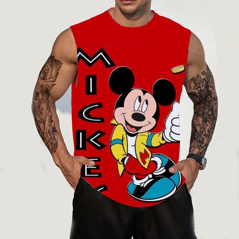 

Disney Mickey Mouse Men s Tank Top O-Neck Tank Top Casual Summer Sleeveless Large T-shirt Top Street Clothing M