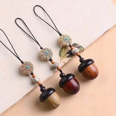 Sandalwood Acorn Car Keychain Pendant, Pine Cone Phone Chain Pendant, Can Be Unscrewed for Both Men and Women Accessories