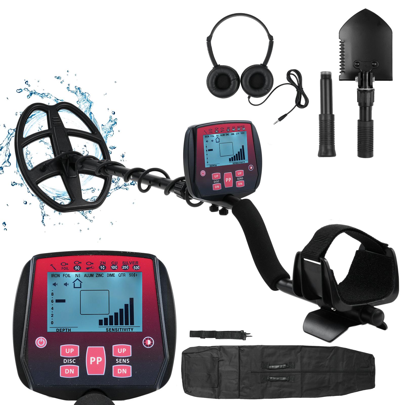 

GC-1073 Высокочувствительный подземный металлоискатель Водонепроницаемые детекторы золота Легкий вес с ЖК-дисплеем with headphones & shovel красный