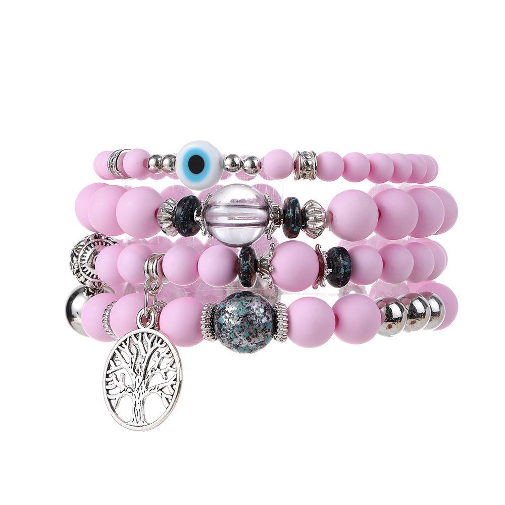 Bohemian Beaded Bracelet Set with Tree of Life Pendant