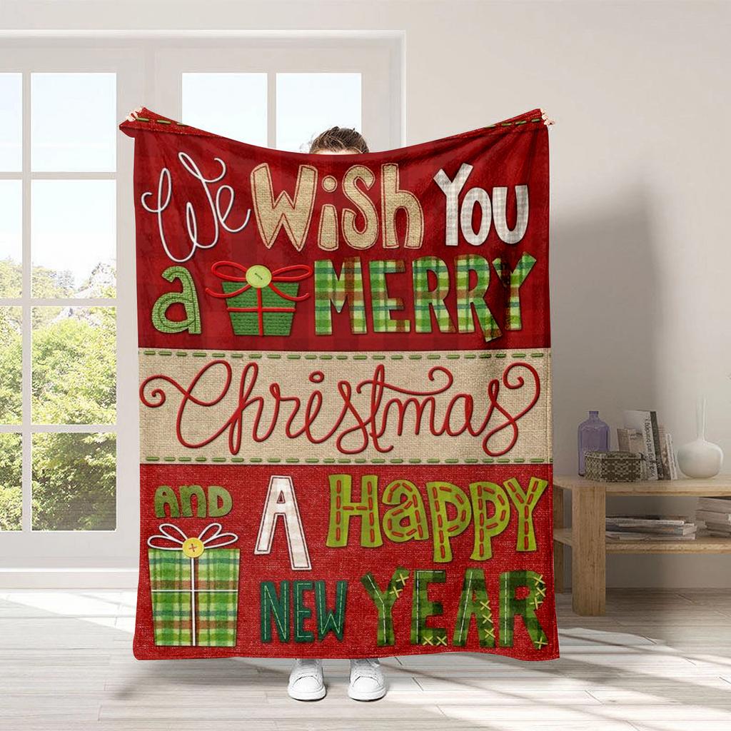Christmas Cartoon Series Printed Blanket for Sofa Travel Camping Living Room Office Conditioning Blanket for All Seasons Gifts