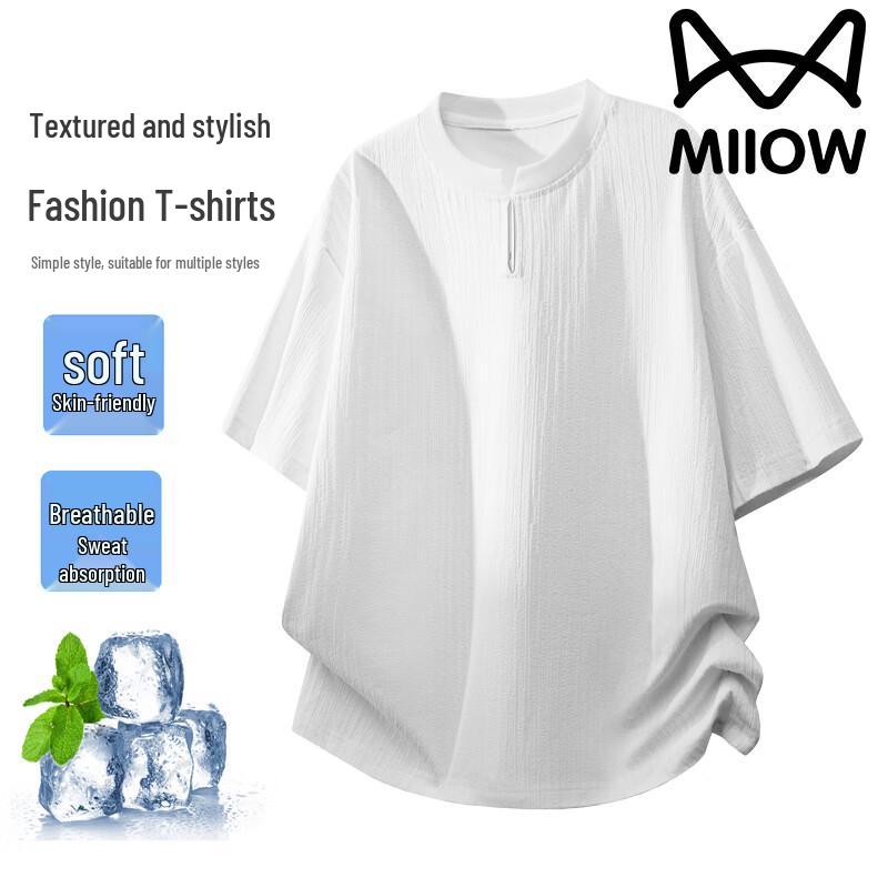 MiiOW Men s Quick-Dry V-Neck Short Sleeve T-Shirt L белый