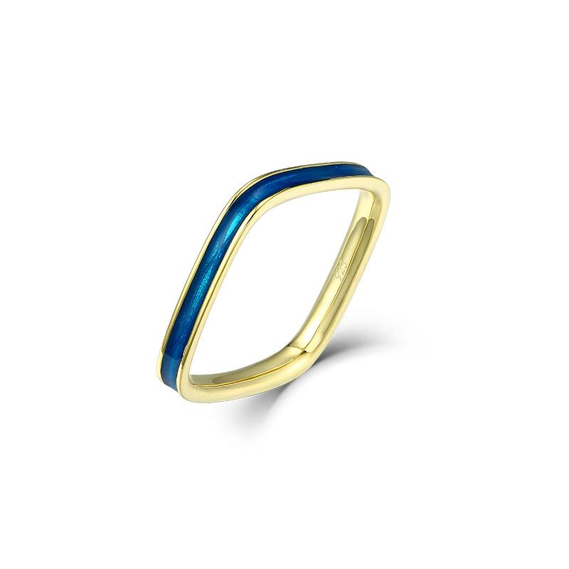 Sterling Silver Small Square Ring Drop Glaze Textured Plain Ring Ring Chinese Style S925 Silver Ring one size fits all