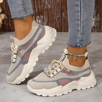 Neue atmungsaktive Mesh-Plateau-Sneaker für Damen – bequeme Outdoor-Schnürschuhe