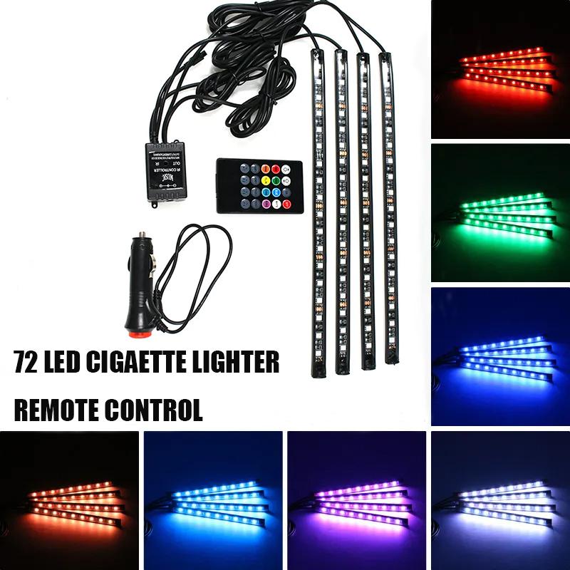 Neon 36 48 72 LED Car Interior Ambient Foot Light with USB Wireless Remote Music APP Control Auto RGB Atmosphere Decorative Lamp