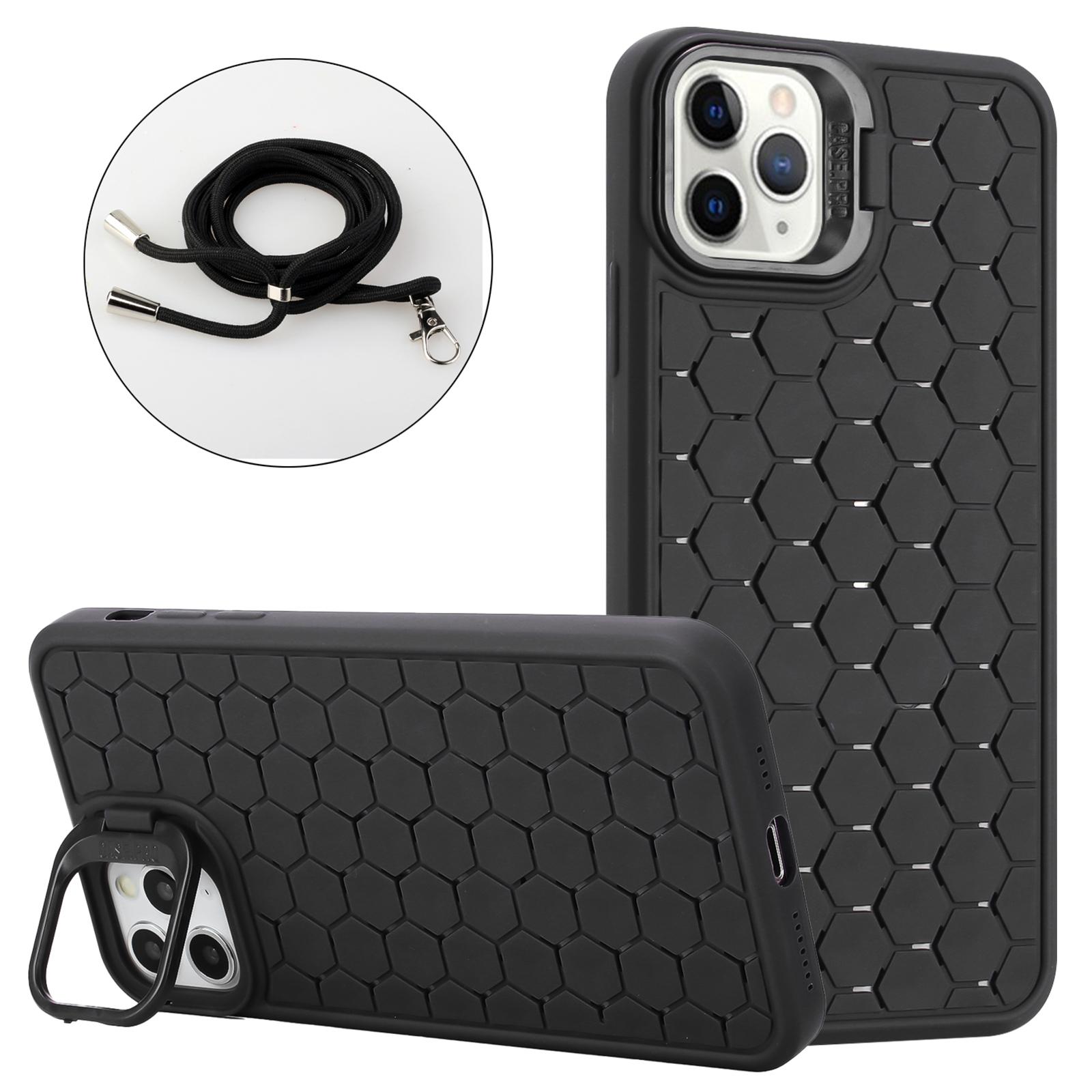 

For iPhone 16 Pro Case Compatible with MagSafe Kickstand Heat Dissipation TPU Phone Cover with Lanyard Black
