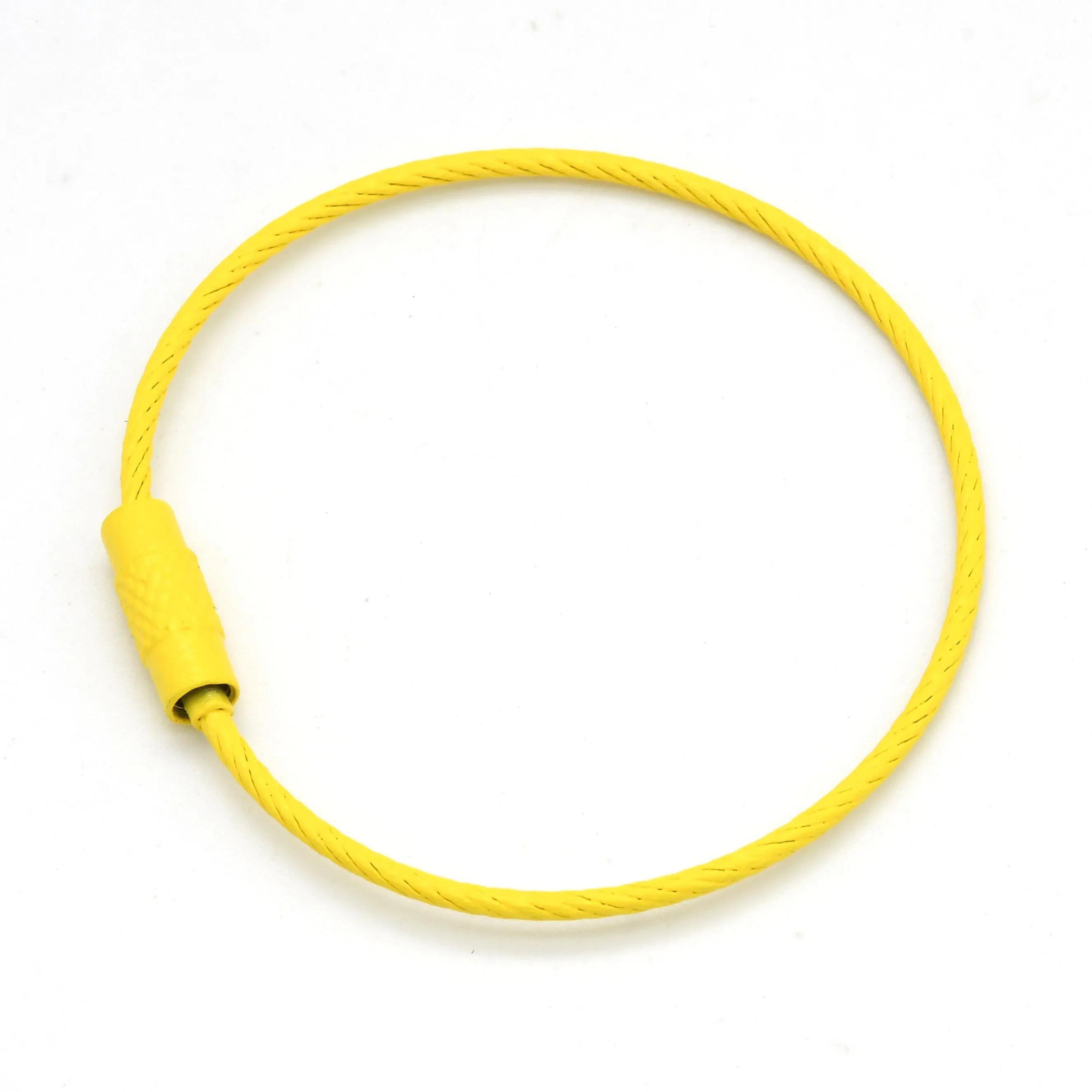 

Colorful Stainless Steel Wire Keychain Cable Loop Screw Lock Rope Key Holder Keyring Key Chain Rings Outdoor Tools 15cmX1.5mm&10pcs жёлтый