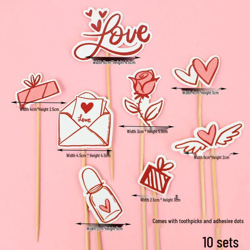Valentine's Day Ins-Style Cake Topper Set