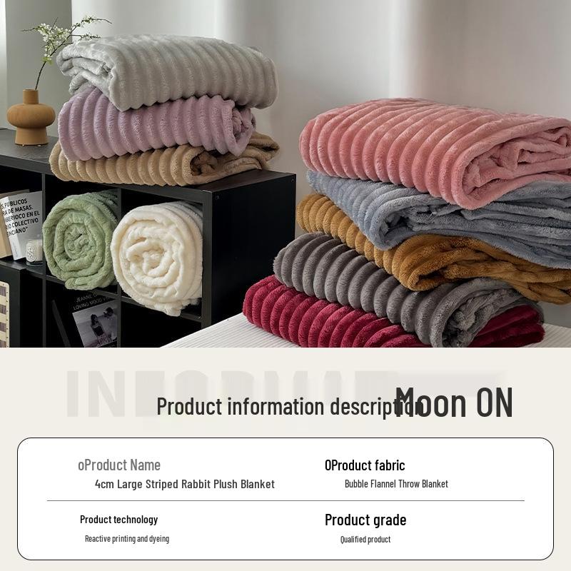 Rabbit Fur Plush Flannel Blanket - Sofa Cover & Nap Blanket for Office or Dormitory