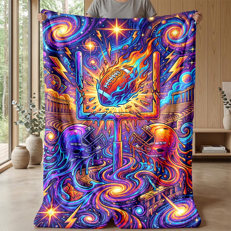 Futuristic Soccer Ball Theme blanket Lightweight Warm Flannel Blanket Decorative Throw Blanket for Home Decoration