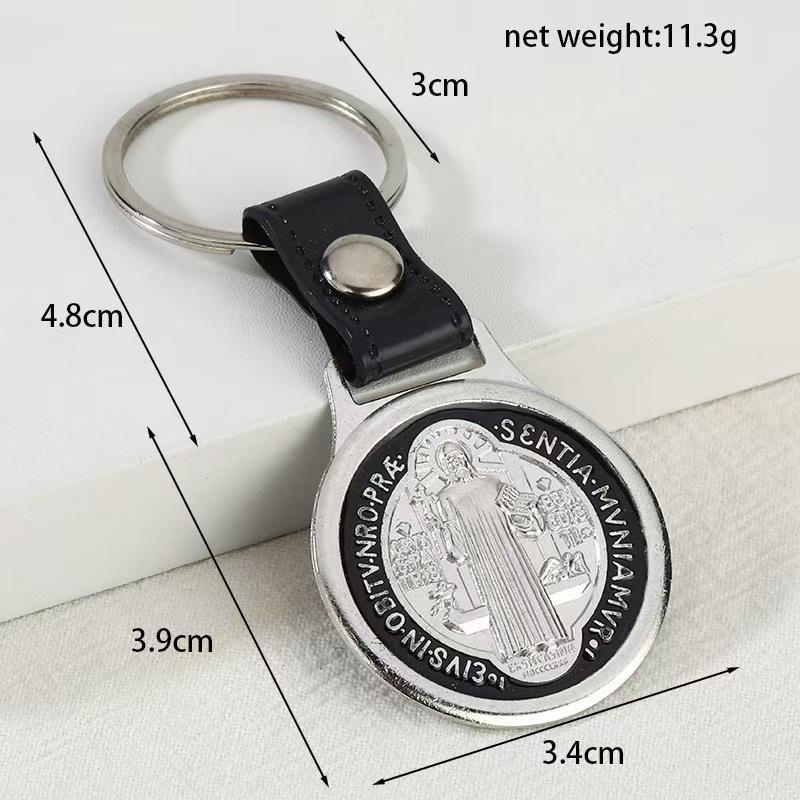 St Benedict PU Leather Keychain Religious Pendant Keyring Lightweight for Personal Accessory Church Event Gift