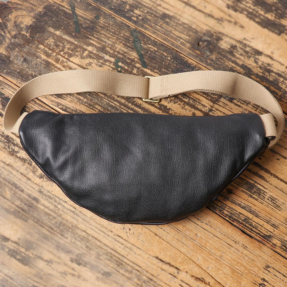 Men'S Genuine Leather Breast Bag First Layer Leather Casual Versatile Messenger Bag Large Capacity Mobile Phone Bag Men'S Bag