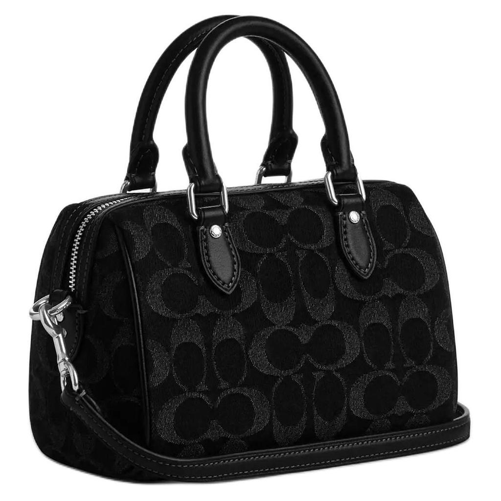 Coach Rowan Denim With Cow Leather Handbag Mini Women's Black CDQ37-SVBK