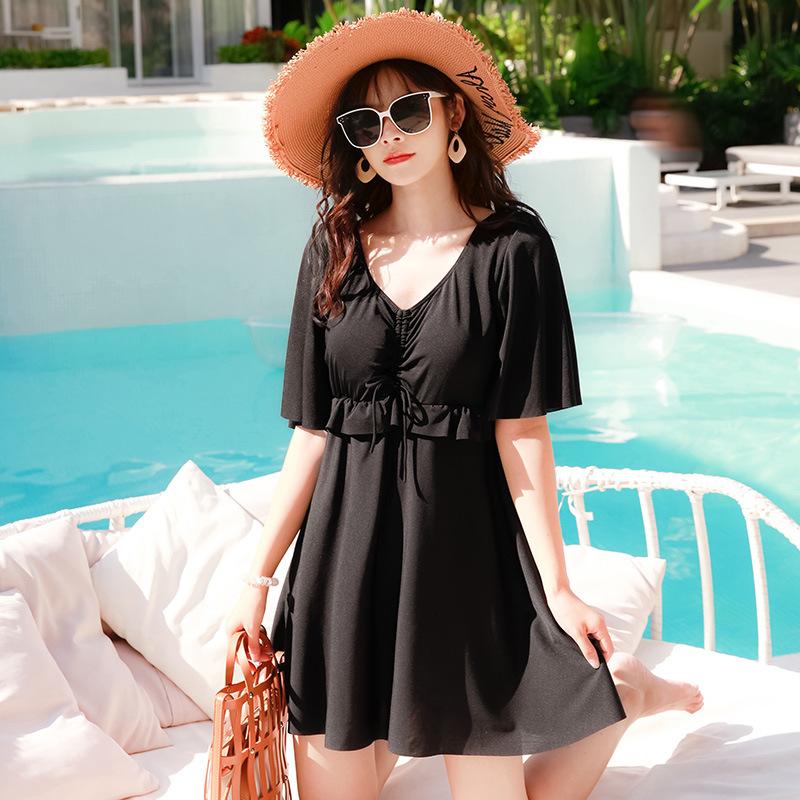 Large Size Swimming Costume for Women Summer Swimwear for Micro Chubby Girls Loose One-piece Dress Cover Fat Show Thin
