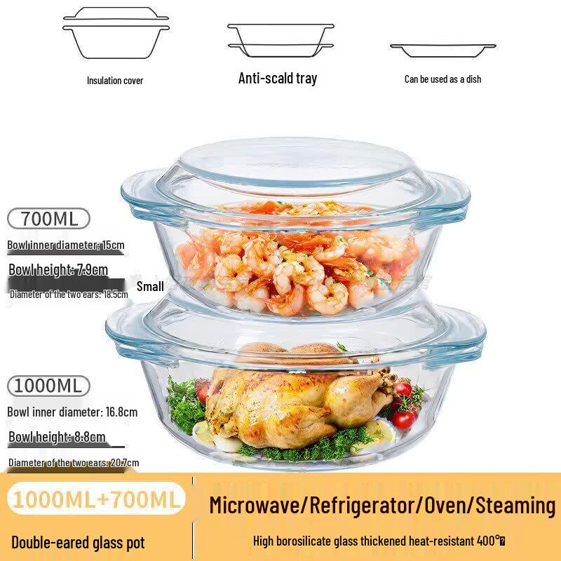Microwave-Safe High Borosilicate Glass Bowl with Lid