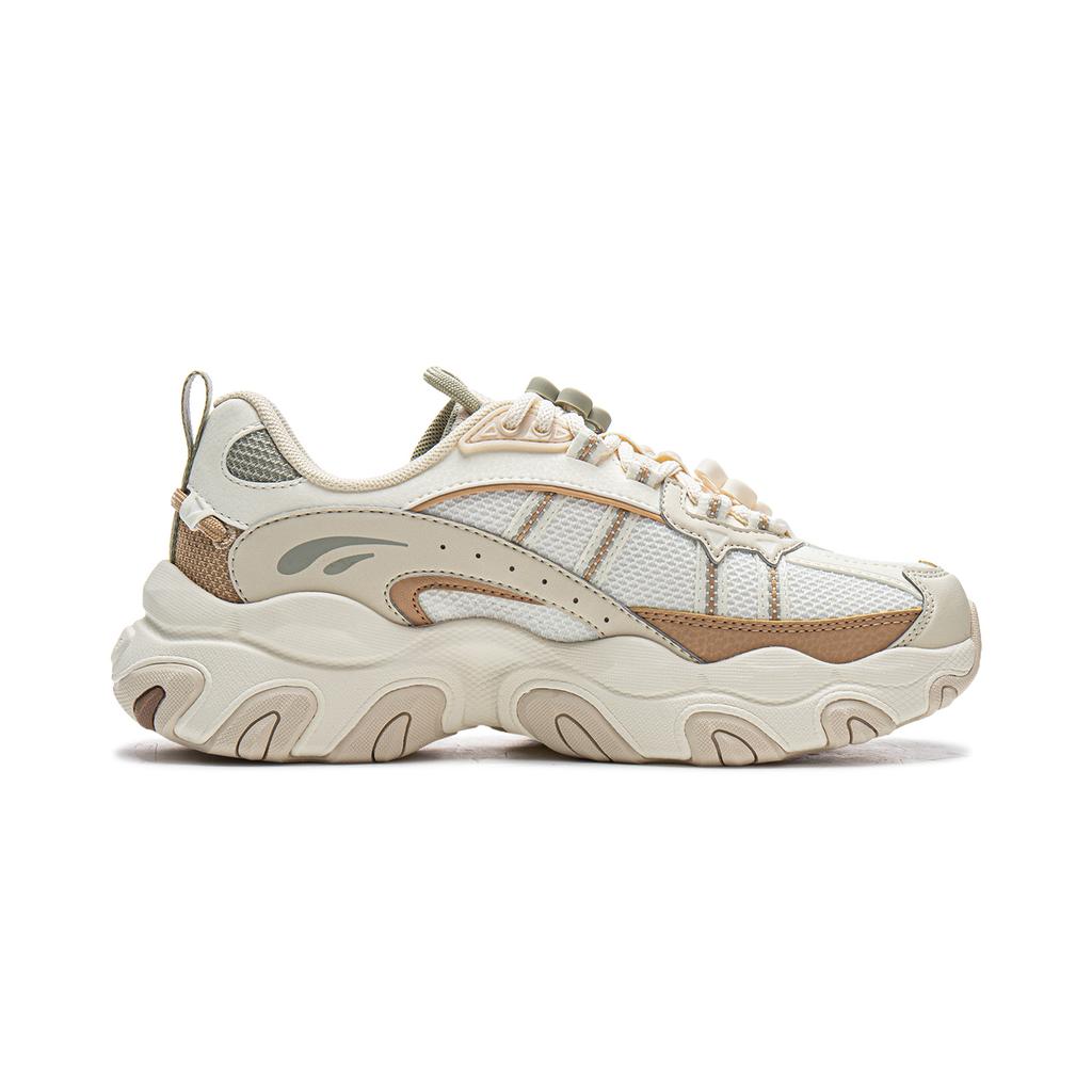 Li Ning Cat Paw Lite3 Slip Resistant, Abrasion Resistant, Breathable, Lightweight Low top Chunky Sneakers Women's Ecru AGCW004-1