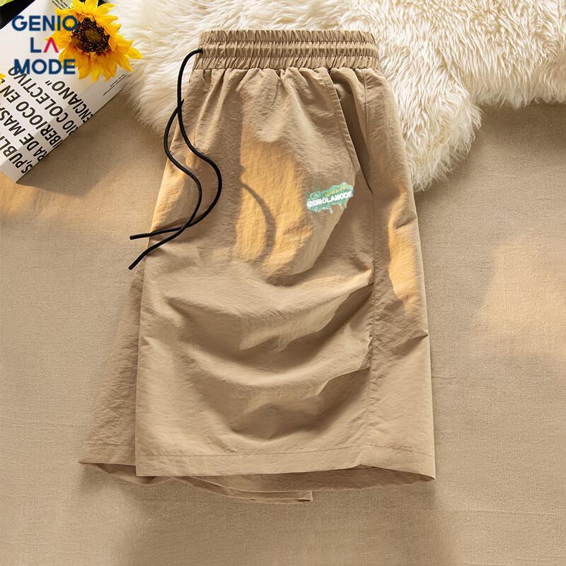 GENIOLAMODE Men's Summer Ice Silk Casual Cargo Shorts