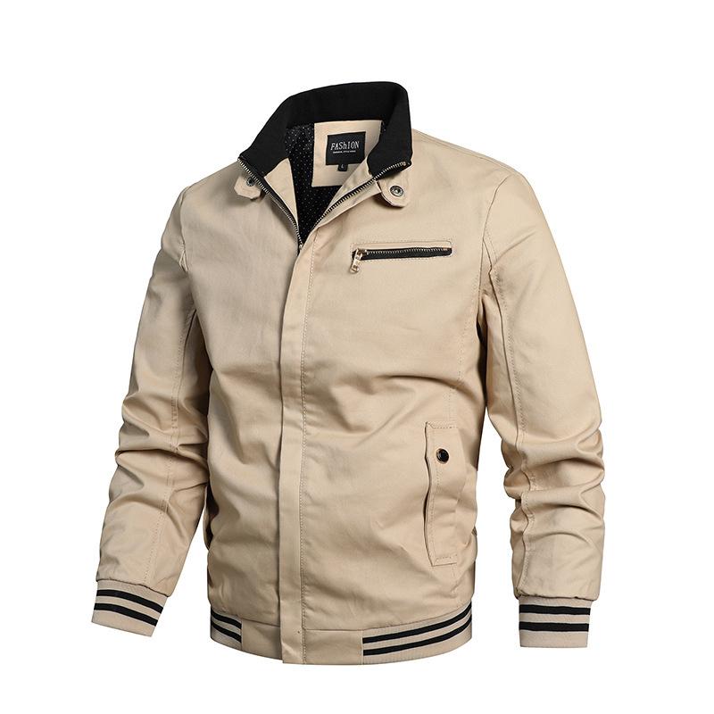 Men's 2024 Plus Size Autumn Casual Korean Style Slim Fit Cotton Military Jacket