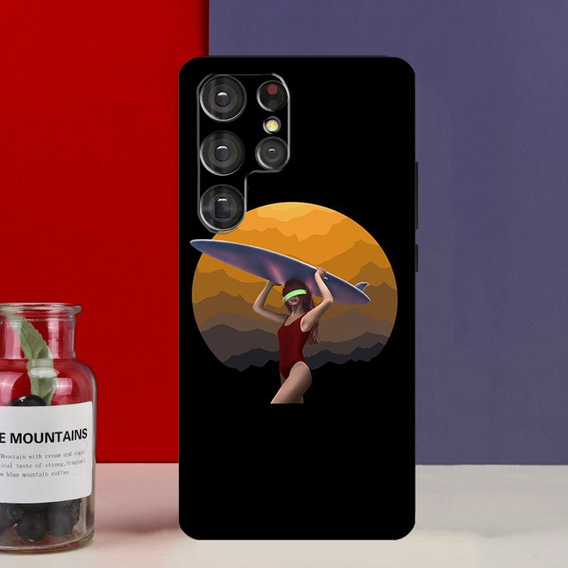 Surfboard Surfing Surf Girl Funda Case For Samsung Galaxy S25 Ultra S9 S10 S20 S22 Plus S21 FE S23 S24 Ultra Phone Cover