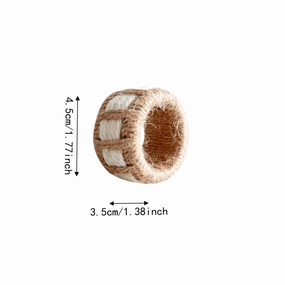 6 Piece Rustic Style Cylinder Napkin Ring Woven Dinning Towel Ring Natural Napkin Buckle  Banquet