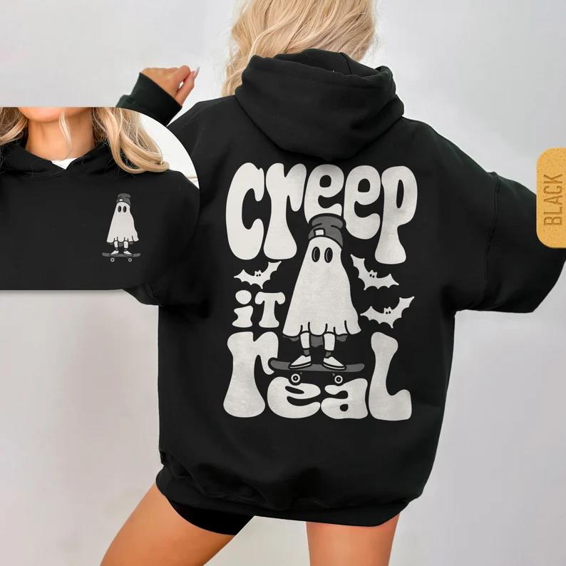 

Halloween Creep It Real Hoodies Women Men Clothing Street Fashion Hooded Streetwear Fall Winter Fleece Loose Soft Sweatshirts 3XL