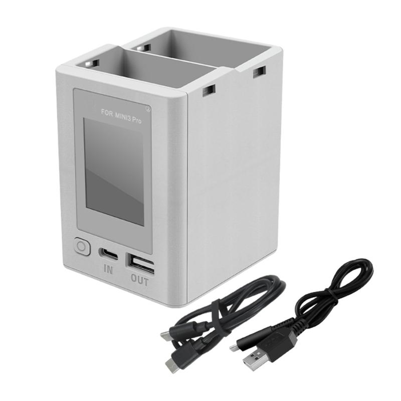 2 Slot Charging Base for Mini 3 Battery Charging Butler Drones Accessories Battery Charger with Digital Display Screen