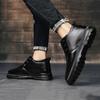 Men's Plus Velvet Warm Leather Shoes Black Cold-proof Daily Casual Shoes Simple Comfortable and Non-slip Outdoor Cotton Shoes