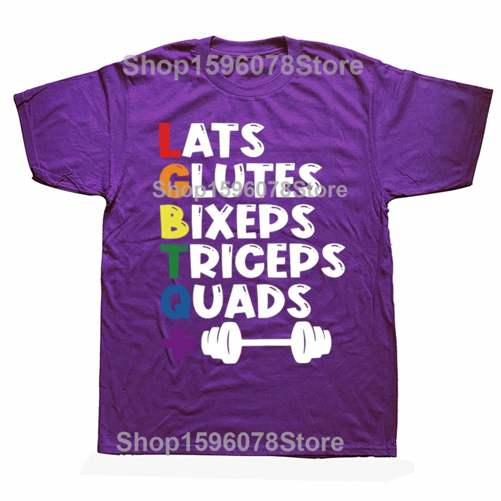 LGBTQ Gym T Shirt Last Glutes Biceps Triceps Lgbt Humor Gym Lovers Tee Tops EU Size 100% Cotton Casual Y2k T-shirt