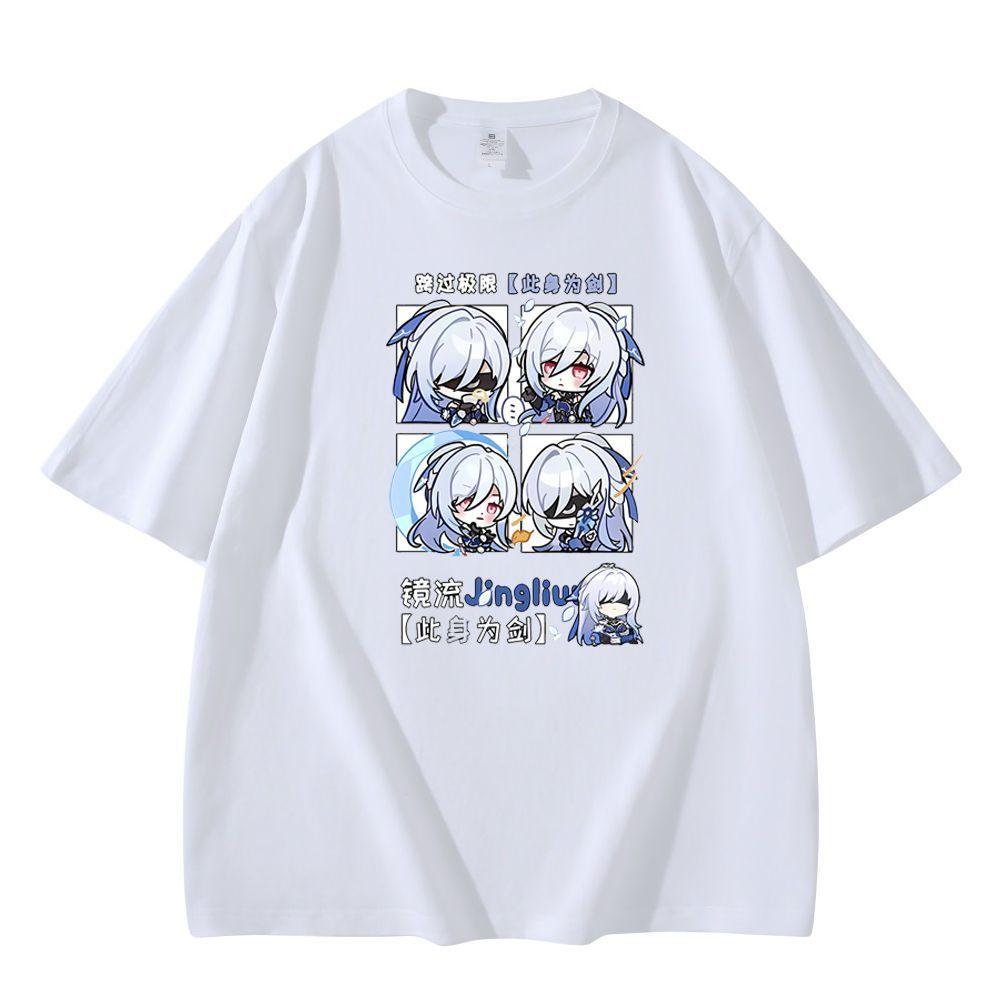 New Anime Honkai Star Rail Firefly Cosplay Printed Short Sleeve TShirt Casual Tee Fashion Vintage Shirts Versatile In Summer