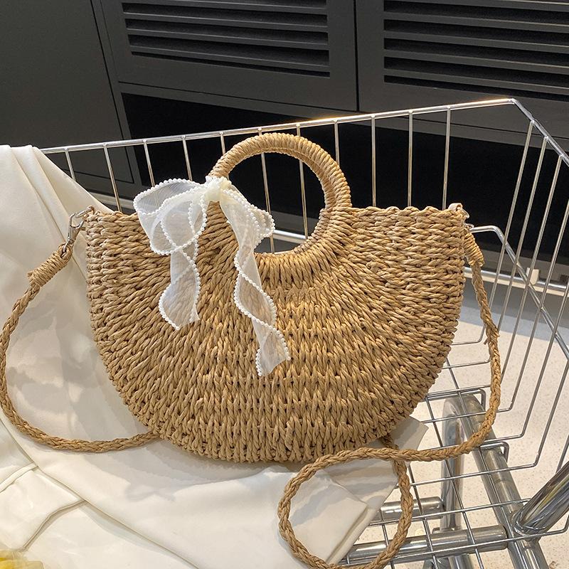 Summer New Bag Trendy Straw Vegetable Basket Women's Bag Portable Shoulder Beach Bag