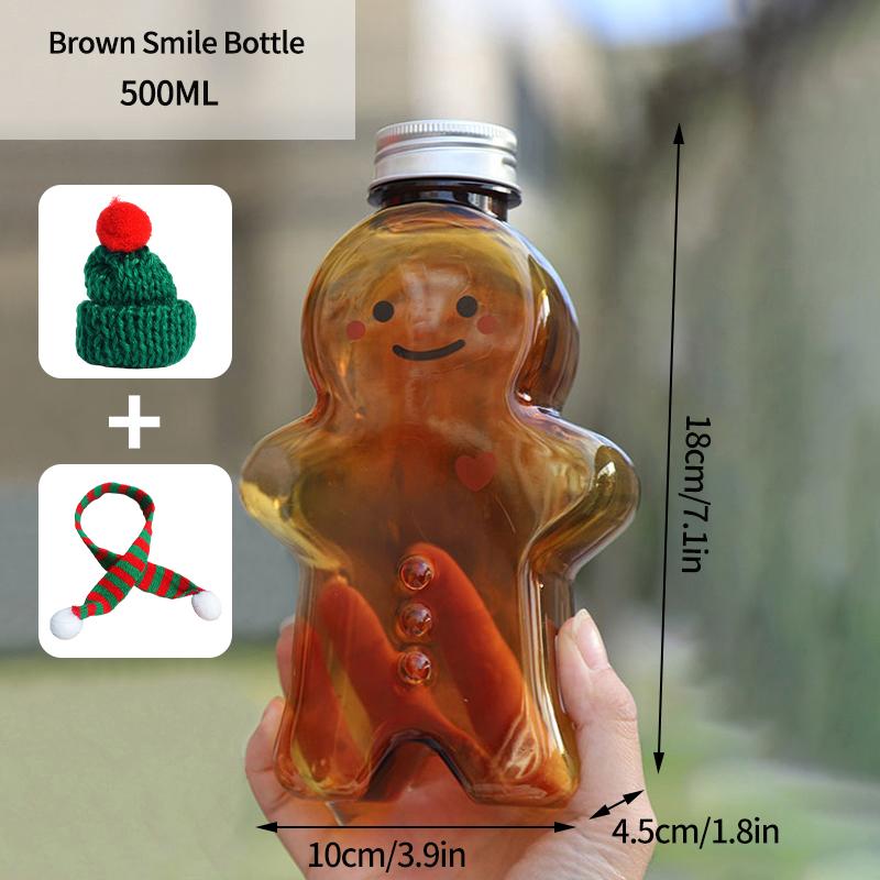 Christmas Milk Tea Cup Cute Gingerbread Man Water Bottle Snowman Tea Juice Jar Candy Plastic Kettle Xmas Navidad  Decoration
