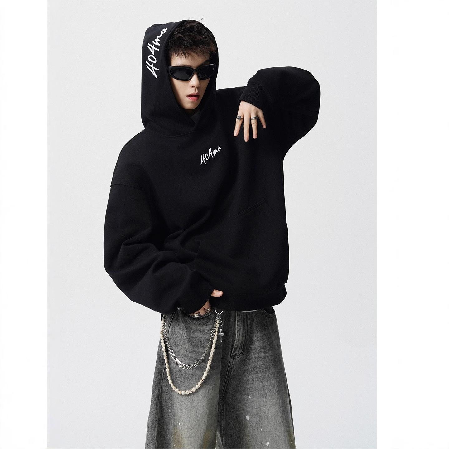 Letter Printing Plus Velvet Hooded Sweater Mens Winter High Street Everyday Couple Hoodies Relaxed Fit Joker Coat M