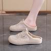 Fashion Women's Shoes Fashion Mesh Breathable Flat Shoes Non Slip Round Toe Outdoor Women's Lace Up Baotou Half Slipper Sandalias Mujer