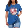 Ladies' Loose Comfortable Casual Fashionable Plant Flower Printed Round Neck Short Sleeved Shirt