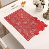 Rechteckige Blattform Tischsets PVC-Matte Hohlgeschnittene Blume Tischsets Vinyl-Platzsets für Esszimmer Küche Restaurant Tischdekoration