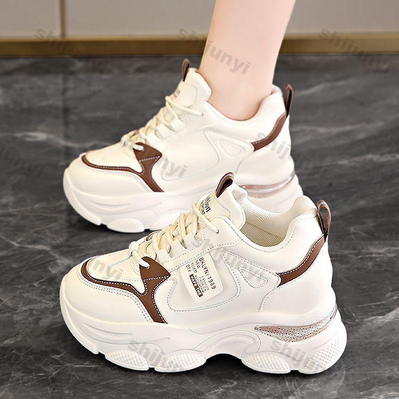 

Women Chunky Sneakers Breathable Lace-Up Platform Cushioned Shoes Women Spring Casual Sports Shoes Ladies Fashion Vulcanize Shoe 35