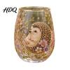 Large Capacity Wine Glass Cup Egg Shape Clear Lead-Free Crystal Enamel Painted Golden Rim Liberty Bell Themed Vintage Drinking Tumbler Glassware for