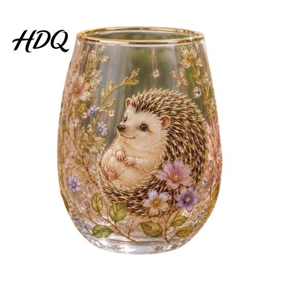 Large Capacity Wine Glass Cup Egg Shape Clear Lead-Free Crystal Enamel Painted Golden Rim Liberty Bell Themed Vintage Drinking Tumbler Glassware for