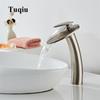 Basin Faucet Nickel Waterfall Faucet Brass Brushed Gold Bathroom Faucet Bathroom Basin Faucet Mixer Tap Hot and Cold Sink Faucet
