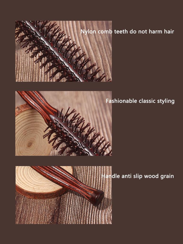 1 piece of wooden circular brush hair massage comfortable professional styling tool curly hair brush Special for real hair wigs